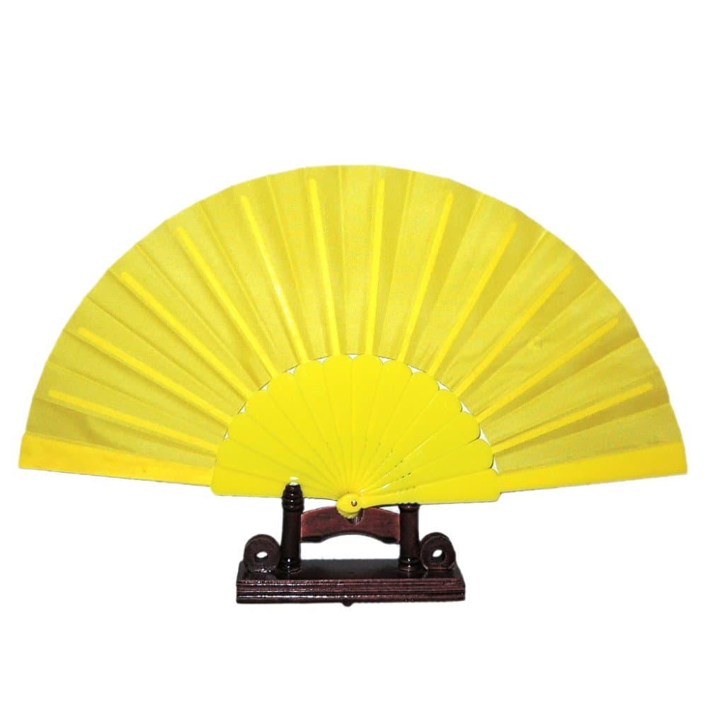 Hand fan with plastic base