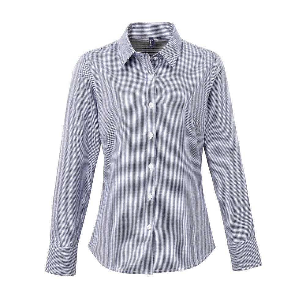 Premier Womens/Ladies Microcheck Long Sleeve Shirt