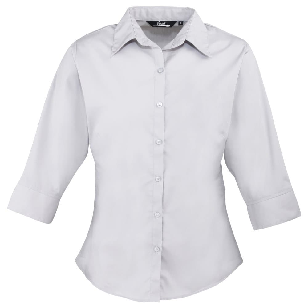 Premier 3/4 Sleeve Poplin Blouse / Plain Work Shirt