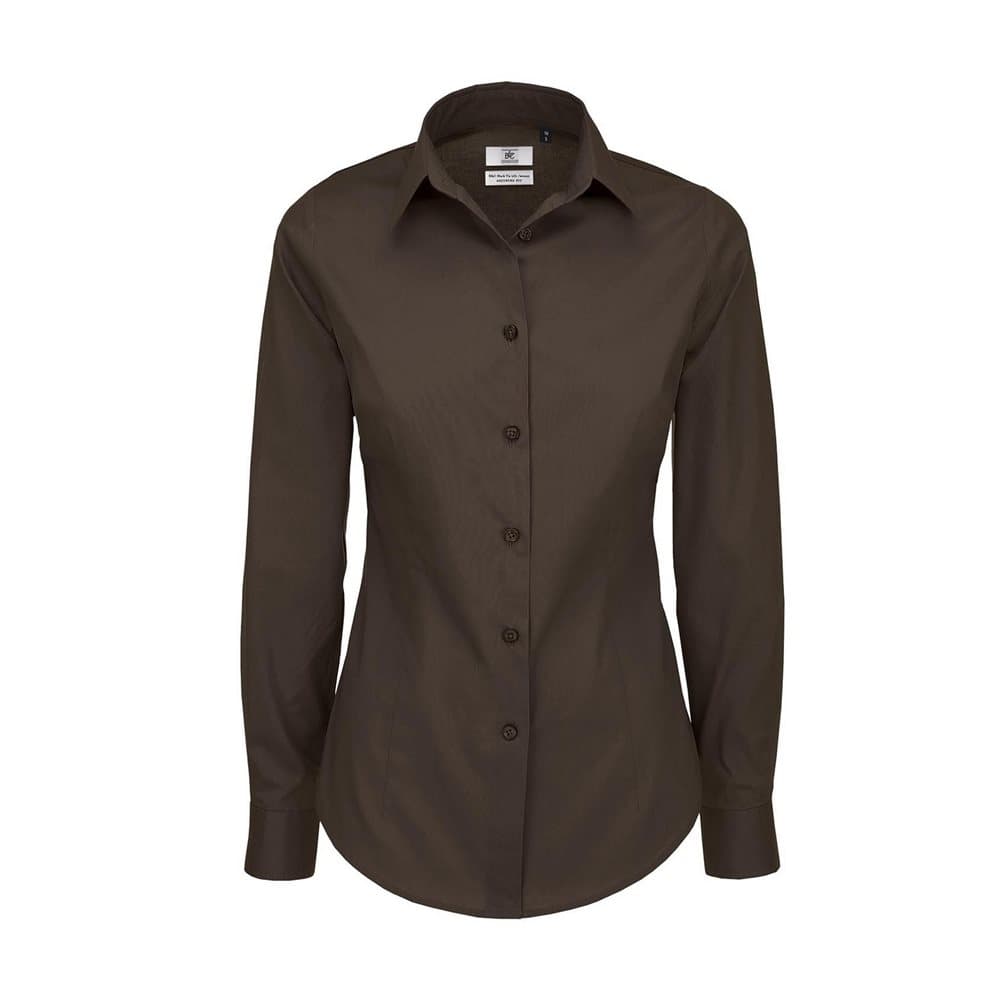 B&C Womens/Ladies Black Tie Formal Long Sleeve Work Shirt