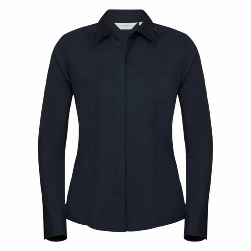 Russell Collection Ladies/Womens Long Sleeve Poly-Cotton Easy Care Fitted Poplin Shirt