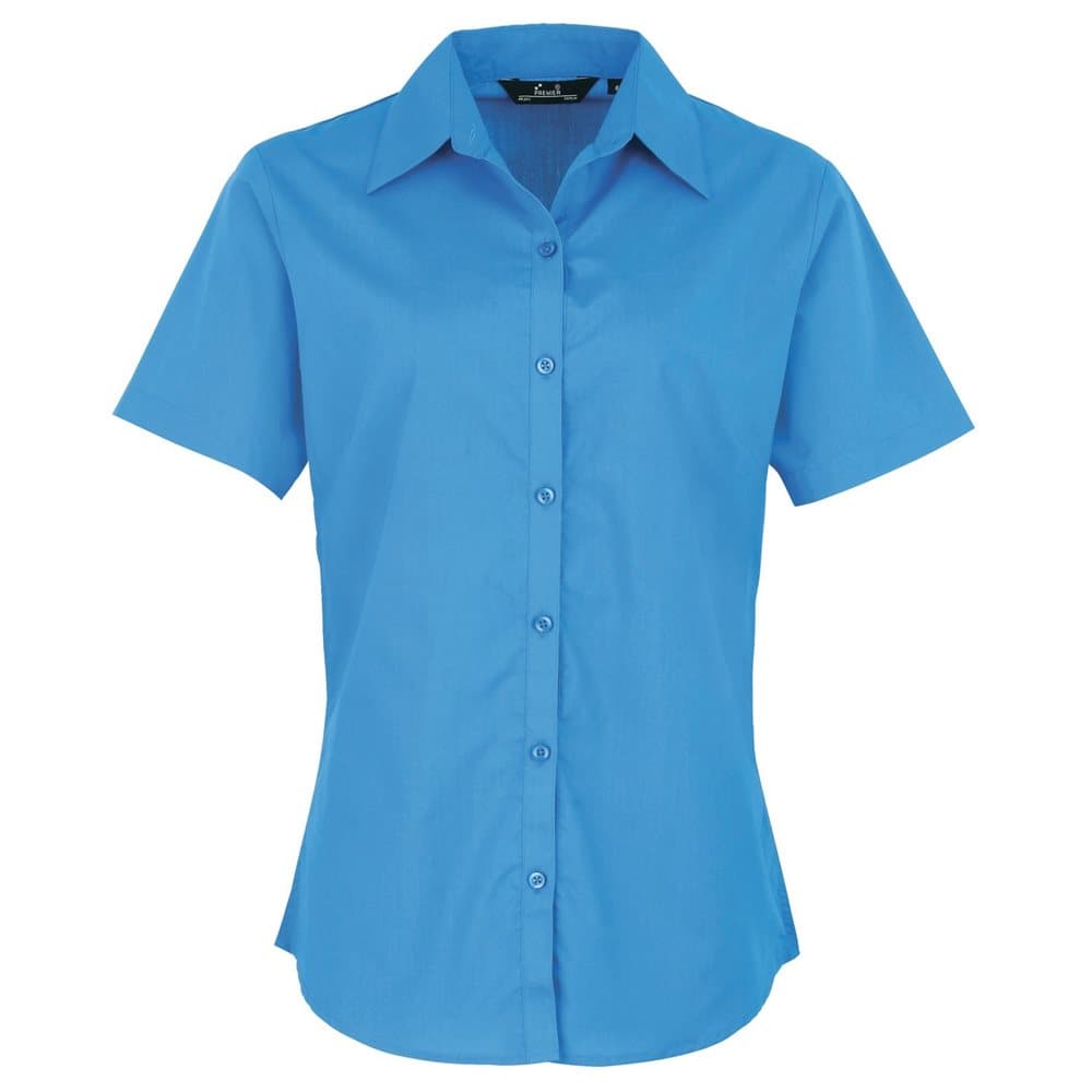 Premier Kortärmad Poplin-blus / vanlig arbetsskjorta