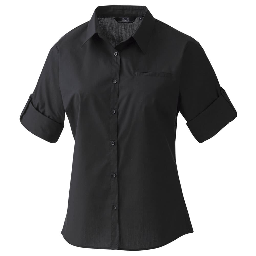 Premier Womens/Ladies "Roll Sleeve" Poplin Shirt