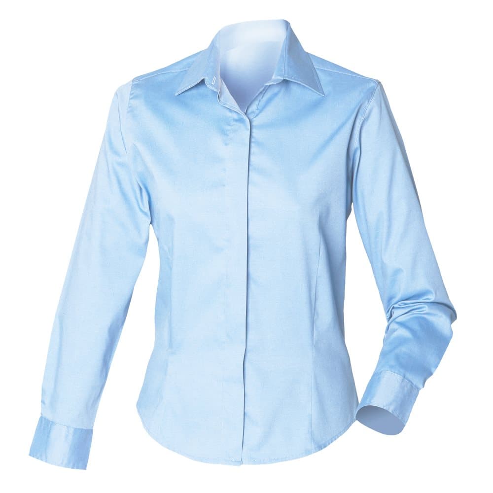 Henbury Womens/Ladies Long Sleeve Oxford Fitted Work Shirt