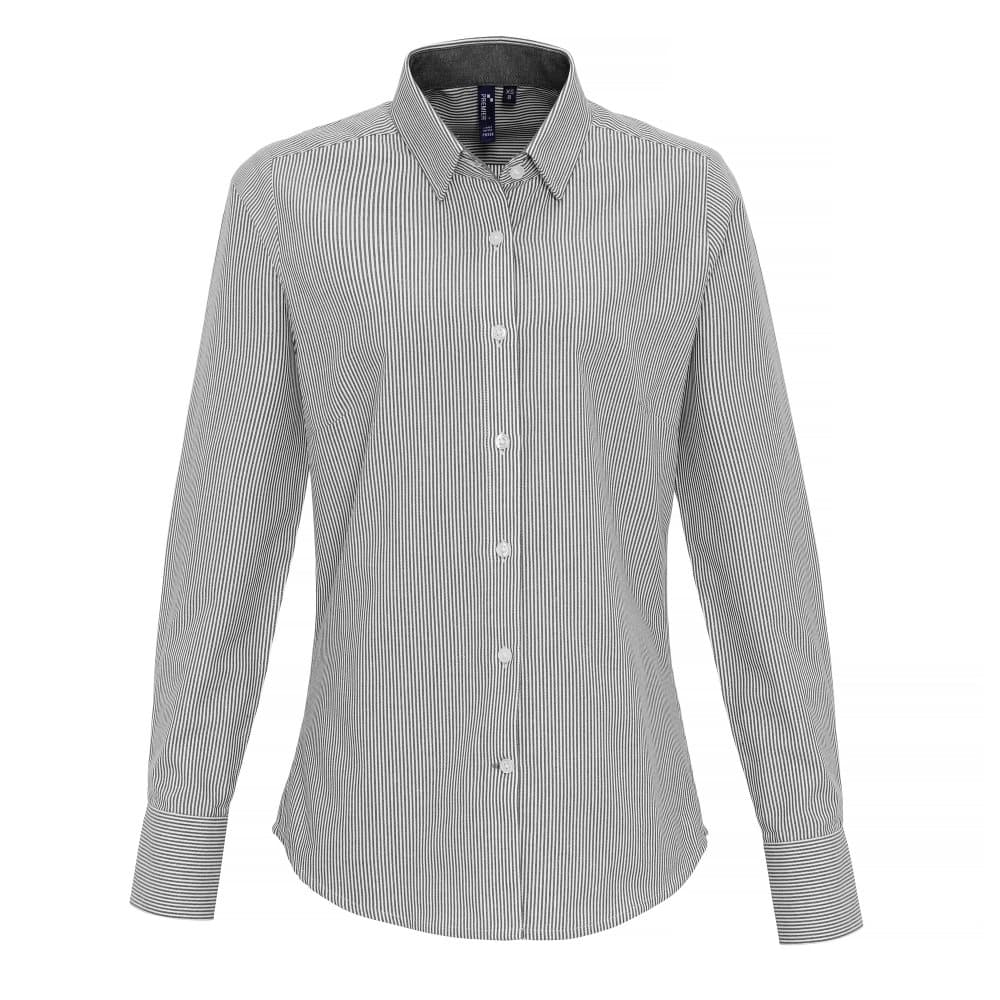 Premier Womens/Ladies Cotton Rich Oxford Stripe Blouse