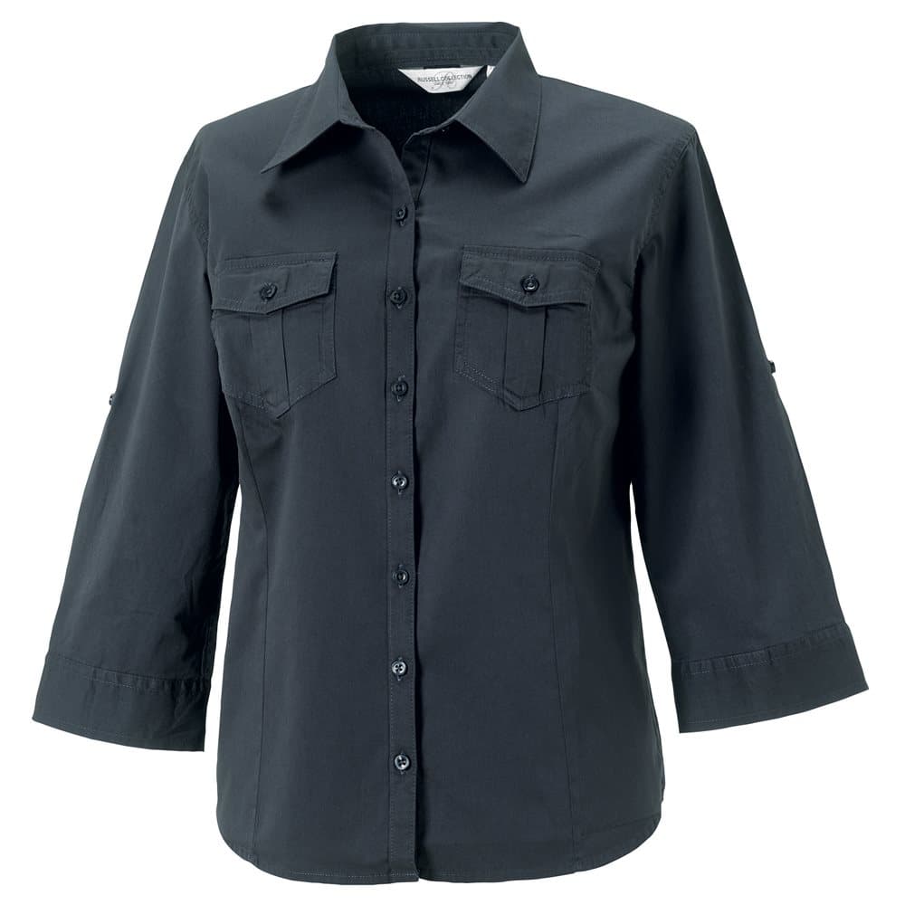 Russell Collection Womens/Ladies Roll-Sleeve 3/4 Sleeve Work Shirt