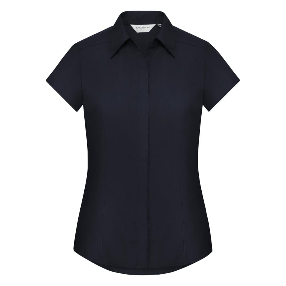 Russell Collection Ladies Cap Sleeve Polycotton Easy Care Fitted Poplin Shirt