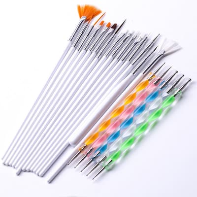 20-Pack - Penslar till Naglar / Nagel - Nagelpenslar - Vit
