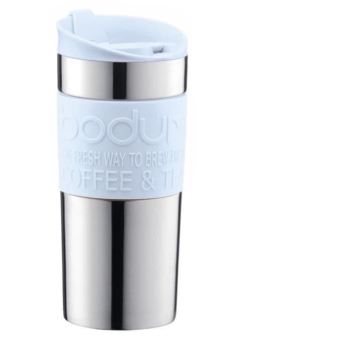 BODUM TRAVEL MUG Eristetty matkamuki - Kaksiseinäinen ruostumaton teräs - Kansi läppällä - 0,35 L - Pastellinsininen