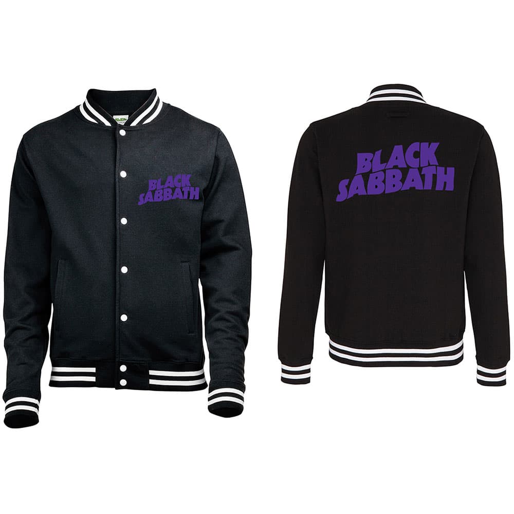 Black Sabbath Unisex Varsity Jacket: Wavy Logo (Back Print) (X-Large)