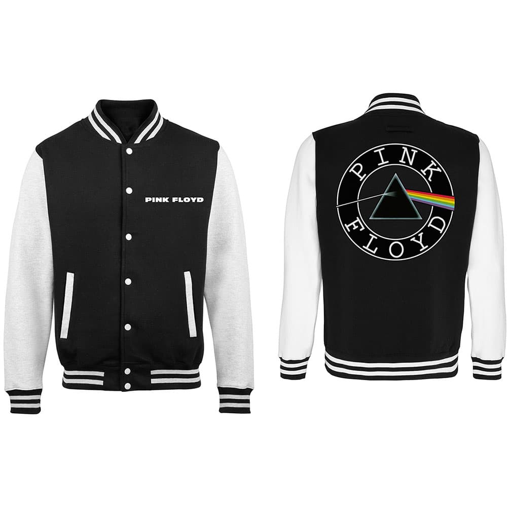 Pink Floyd Unisex Varsity Jacket: Dark Side of the Moon Circle Logo (Back Print) (X-Large)