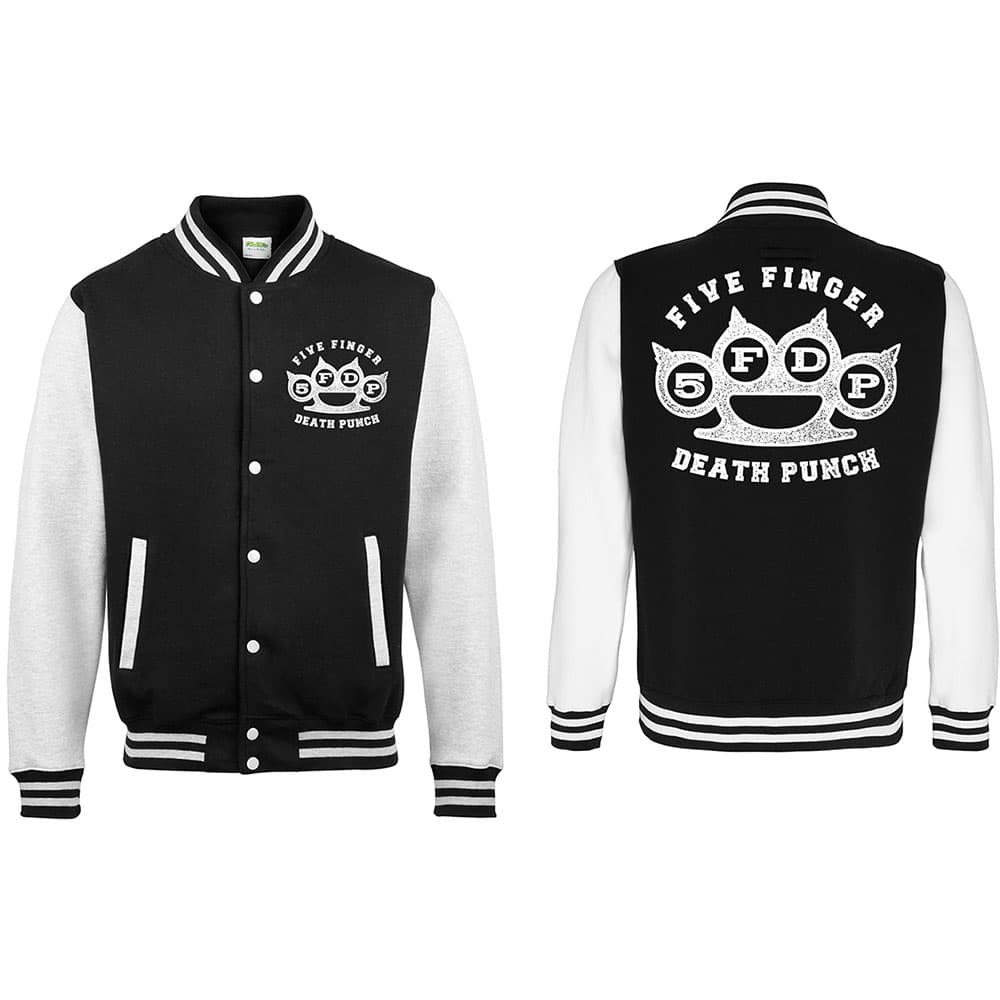 Five Finger Death Punch Unisex Varsity Jacket: Knuckleduster (Back Print) (XX-Large)