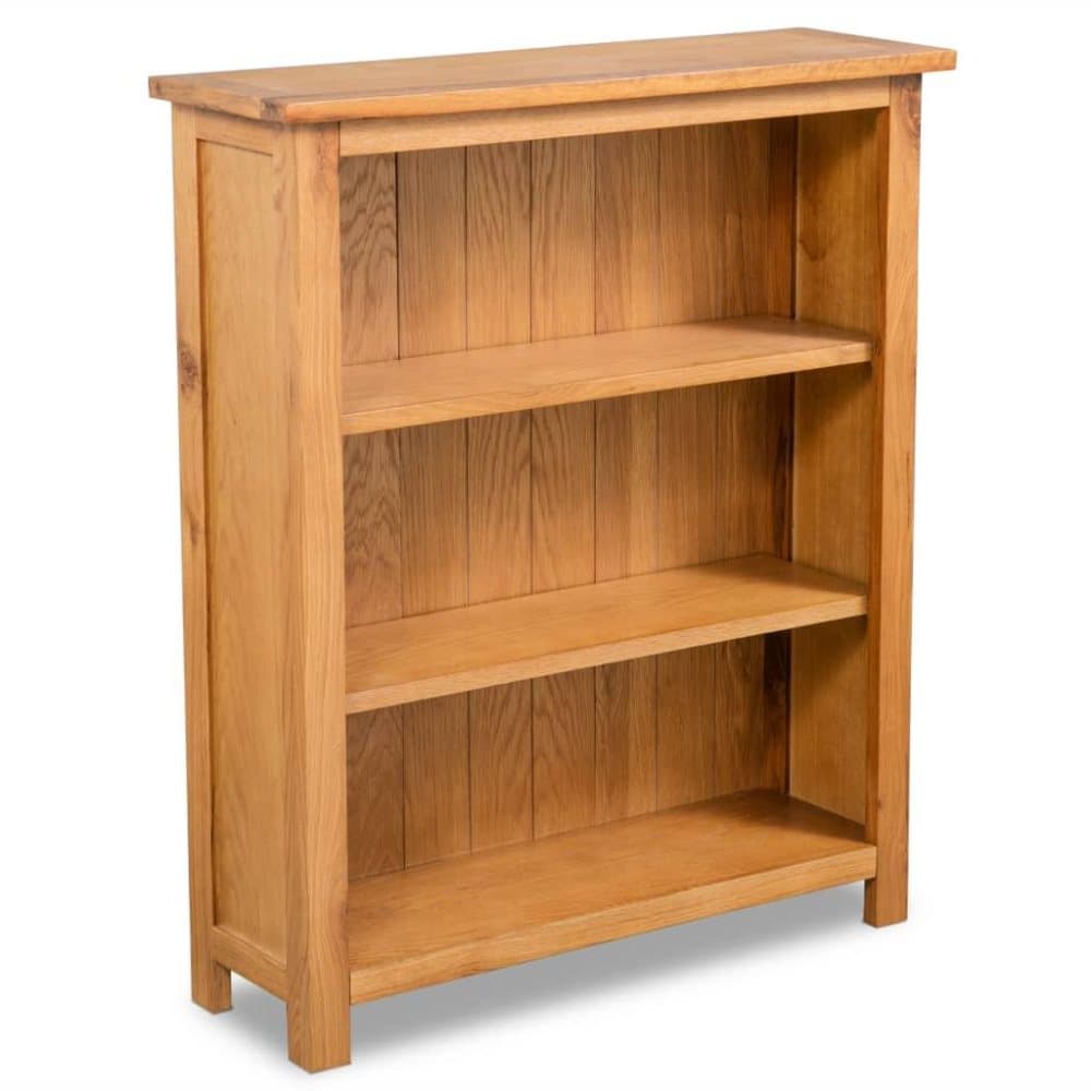 vidaXL 3-etasjers bokhylle 70x22,5x82 cm heltre eik