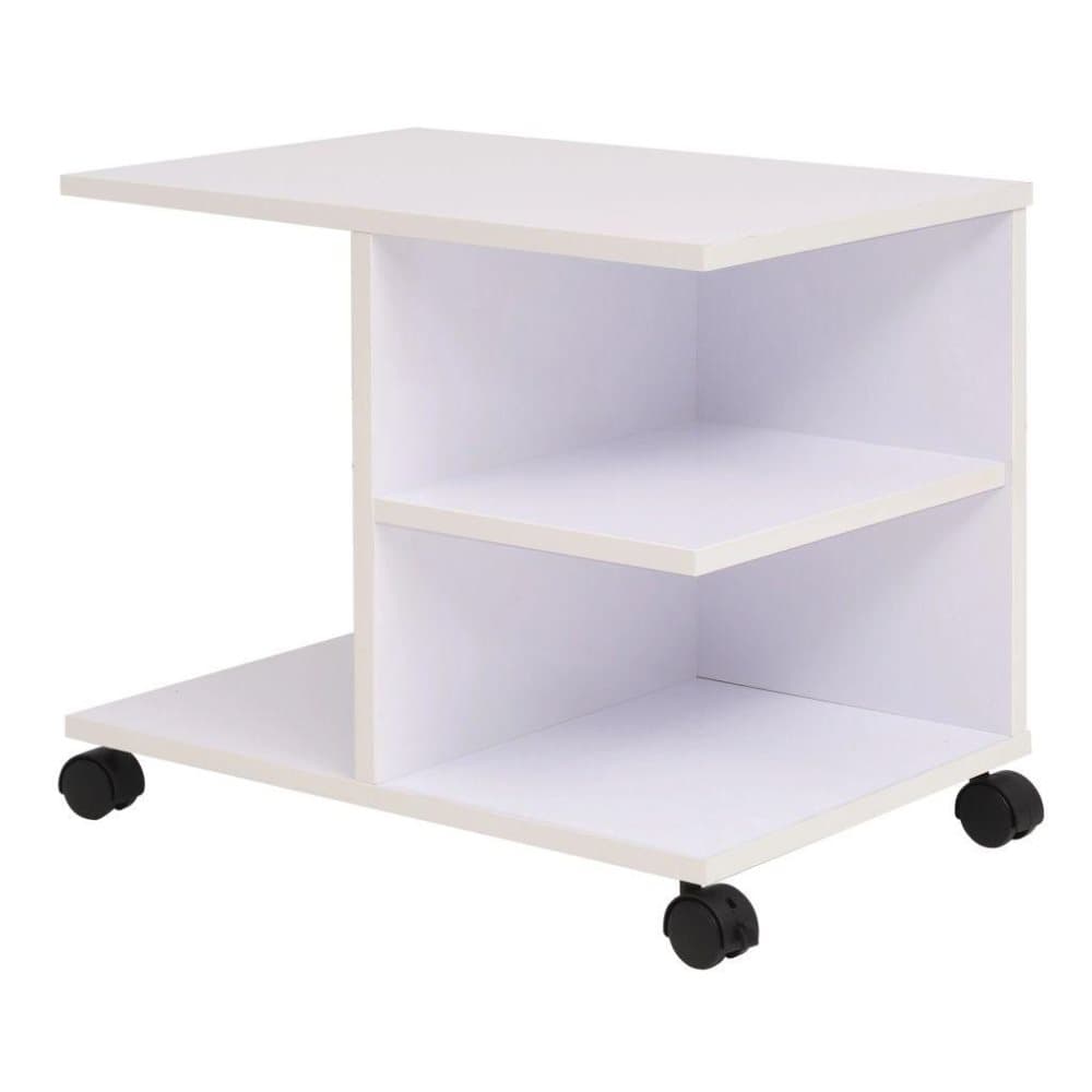 vidaXL Hylly pyörillä 50x35x42 cm valkoinen