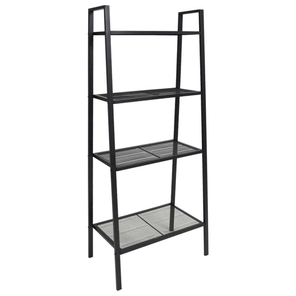 vidaXL bogreol i stigeform 4 etager metal sort