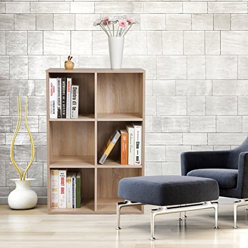 3-Tier Bookshelf Storage Shelf Wooden Bookcase Toy Rack With 6 Compartments, Oak Colour