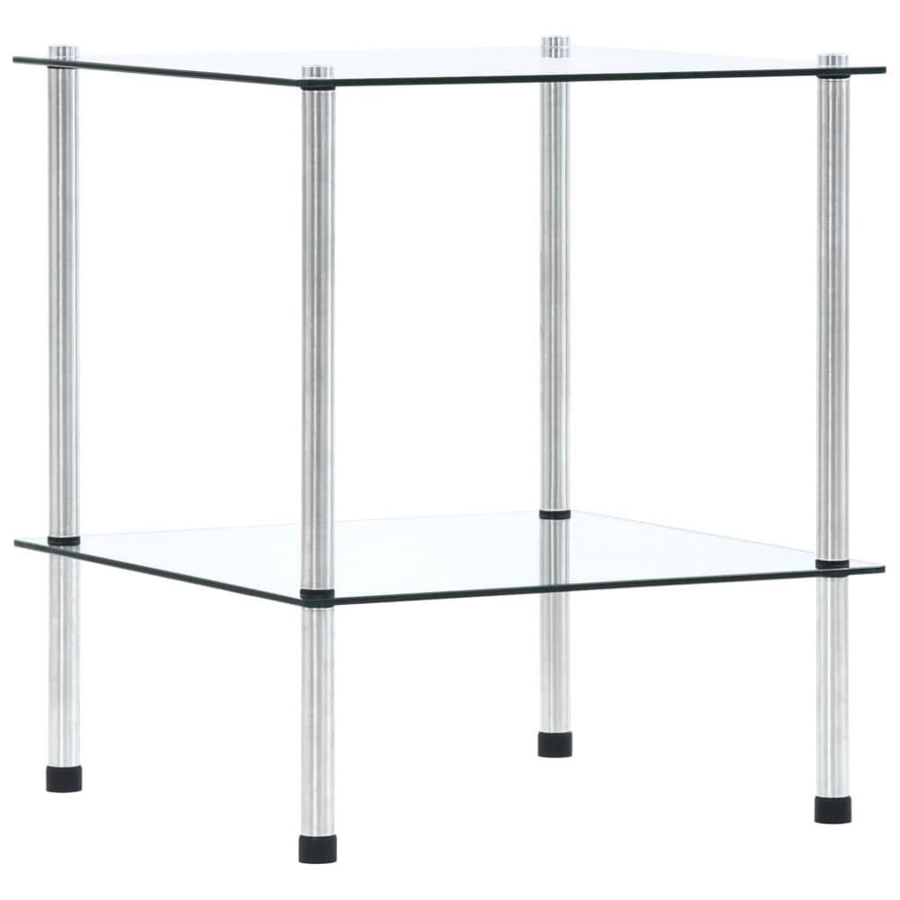 vidaXL glasreol 2 niveauer 40x40x47 cm hærdet glas transparent