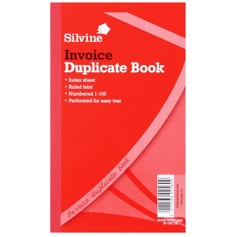 Silvine Stor dubbelt fakturabok Feint 200 ark (paket med 6)