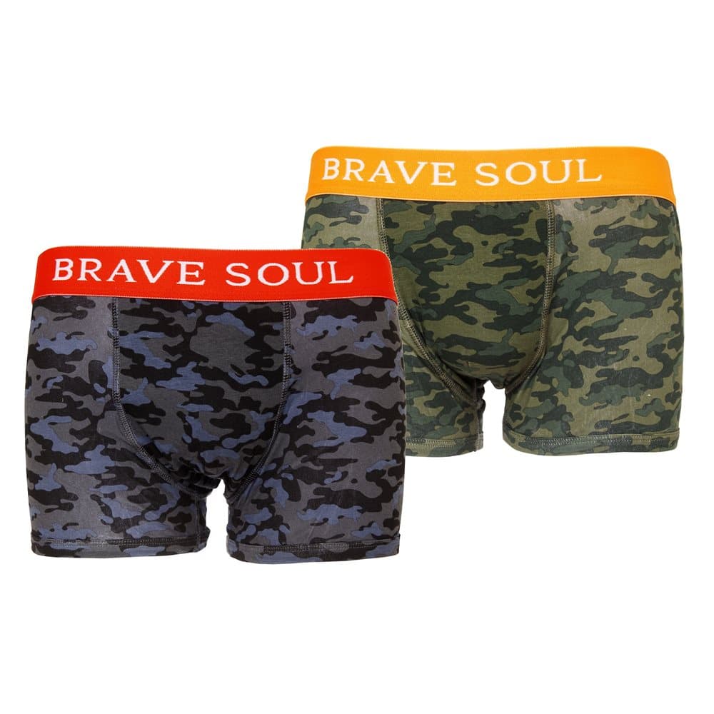 Brave Soul Mens Camouflage Print Hipster Boxers (Pack Of 2)