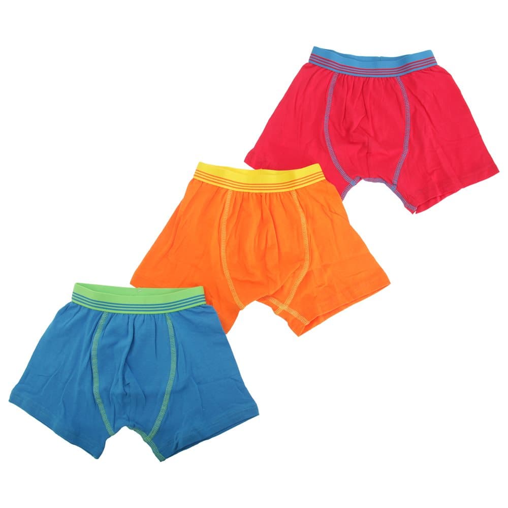 Childrens Boys Contrast Band Design Trunks/Boxer Shorts Underwear (Pack Of 3)