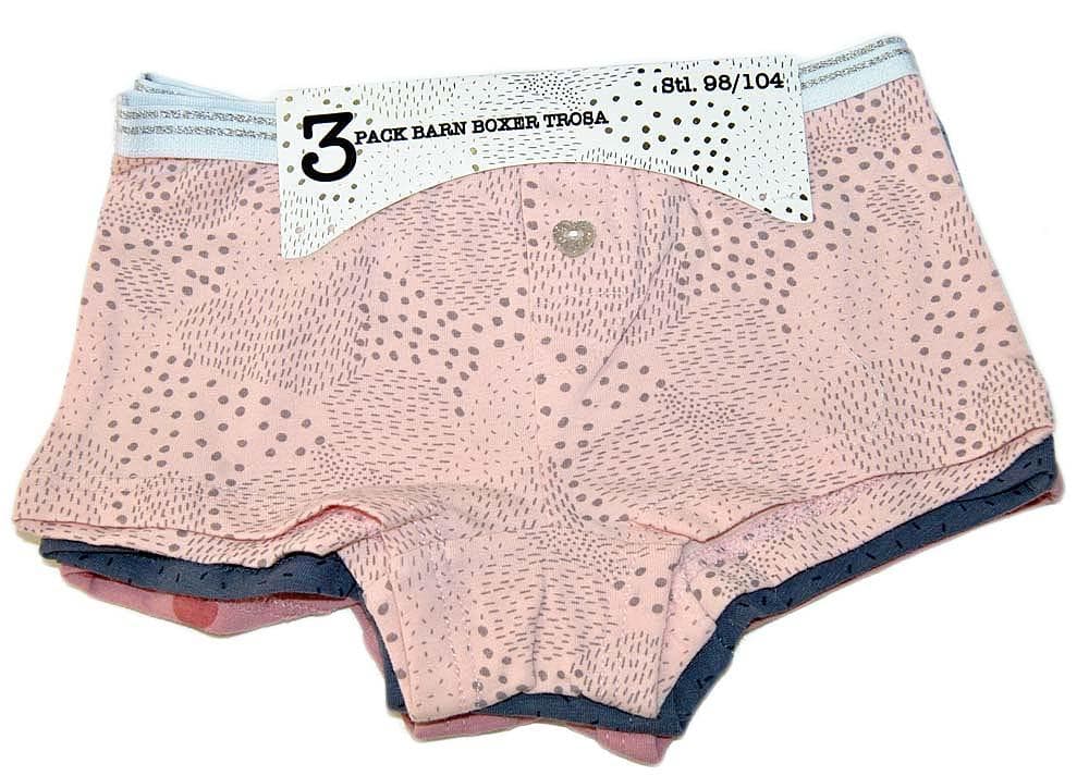 3 par boxertrosor - med hjärta knapp, 98/104