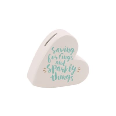 CGB Giftware Oh So Pretty Saving For Rings And Sparkly Things Ceramic Heart Money Bank