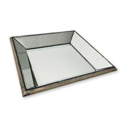 Hill Interiors Astor Distressed Mirrored Square Tray