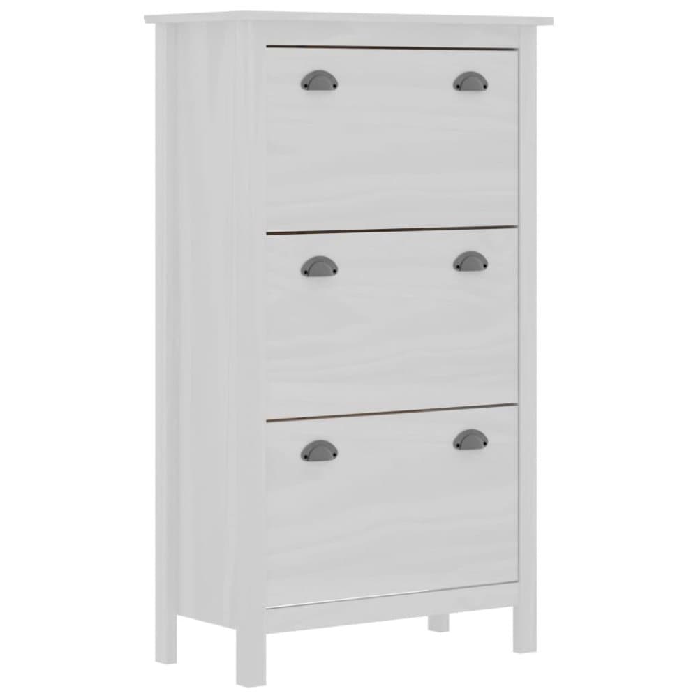vidaXL Skoskåp Hill Range vit 72x35x124 cm massiv furu