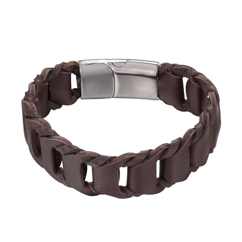 U7 Flätat Armband av Imitationsläder - Brun