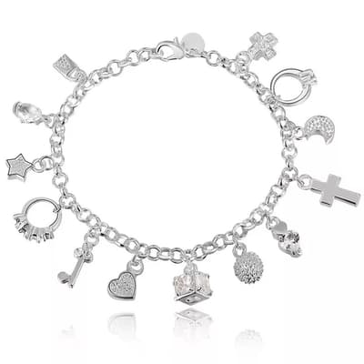 Silver Armband med Berlocker / Hjärta Stjärna Kors Måne Ring