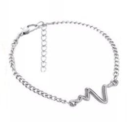 Silver Armband med EKG-Kurva / Heartbeat / Hjärtslag / Hjärta