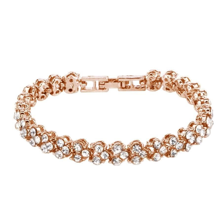 Klassisk Armbånd med Strass - Rosegull