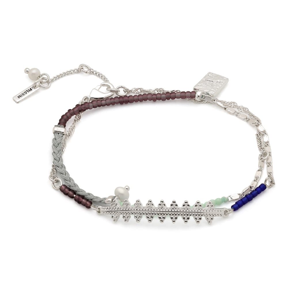 Pilgrim Armbånd, Kiku, Silver Plated, Purple