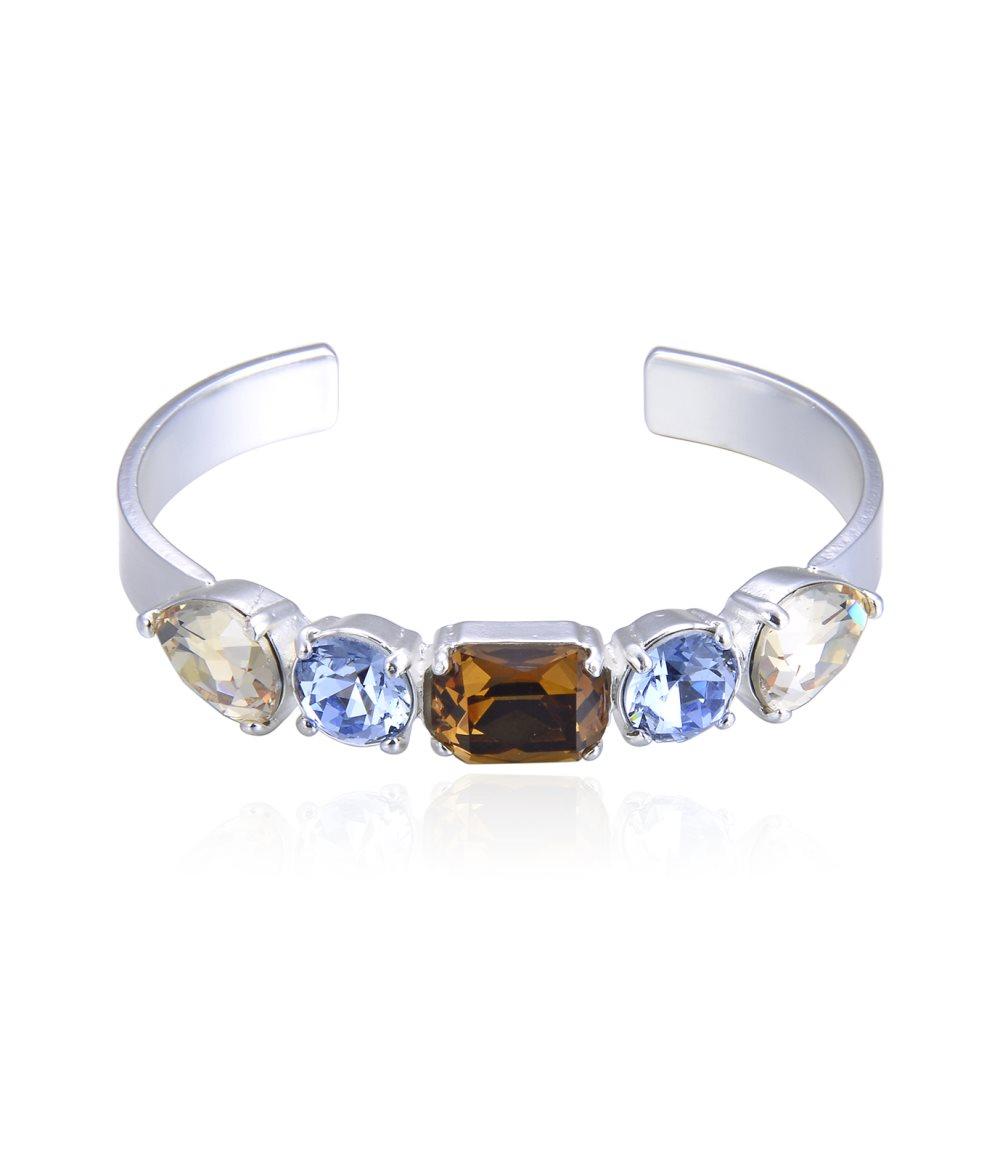 River Armband Brunt/Blå/Silver