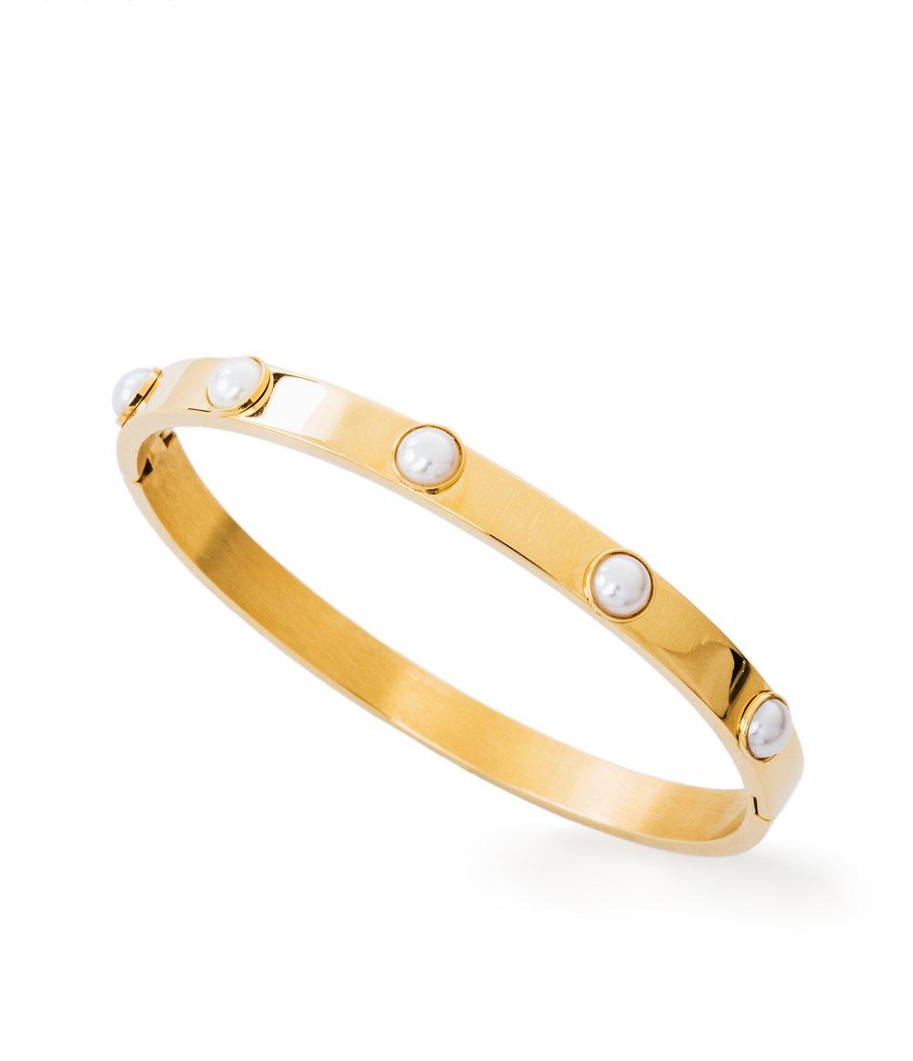 Fiona Pearl Bangle, Gold