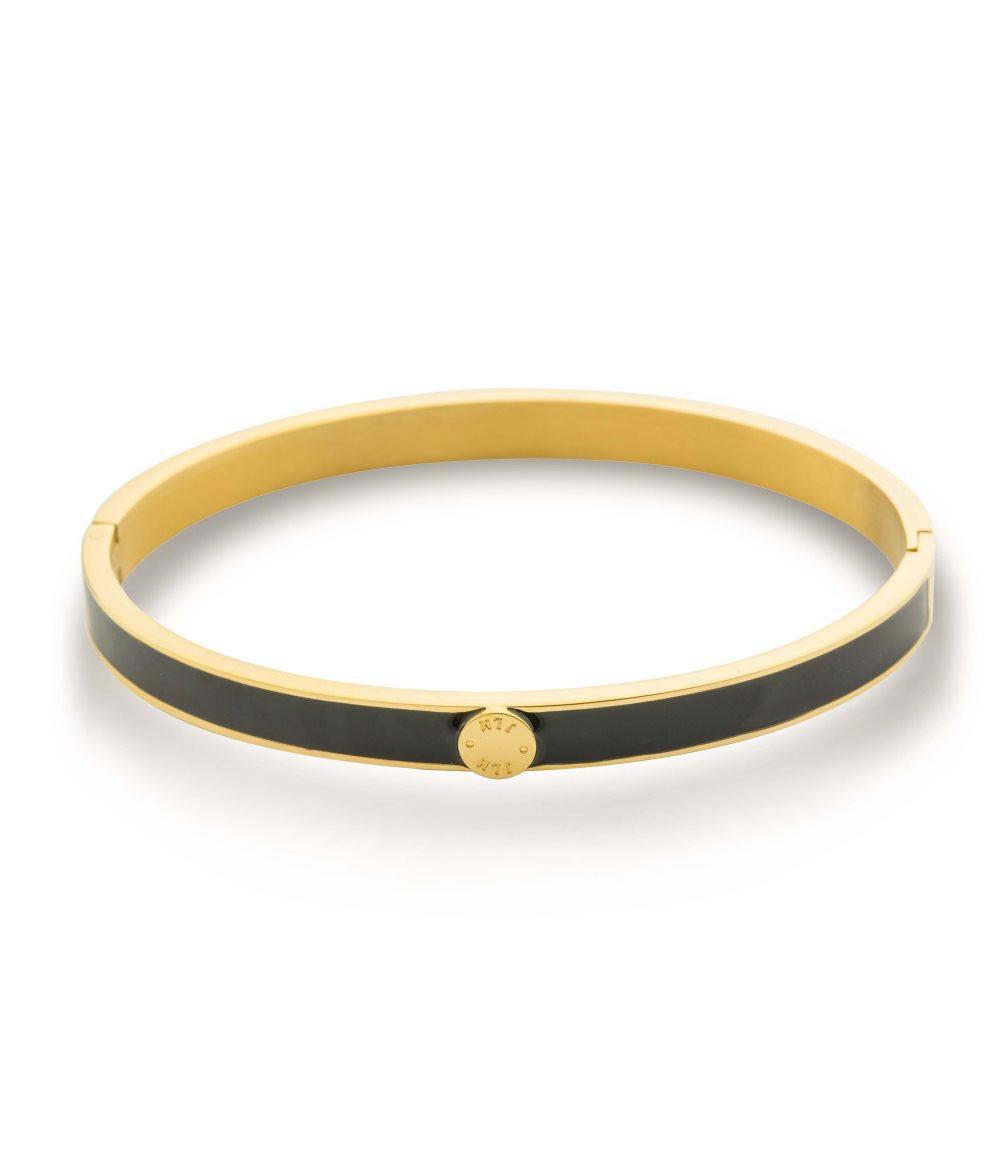 Sun Enamel Bangle, Black Gold