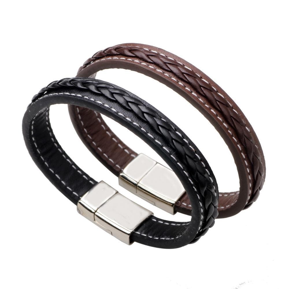 Armbånd i læder- og metalspænde til mænd