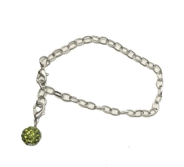 1 berlock armband med grön pave kula