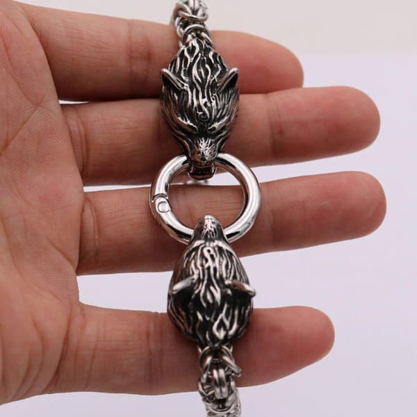 Wolf head viking rustfrit stål armbånd