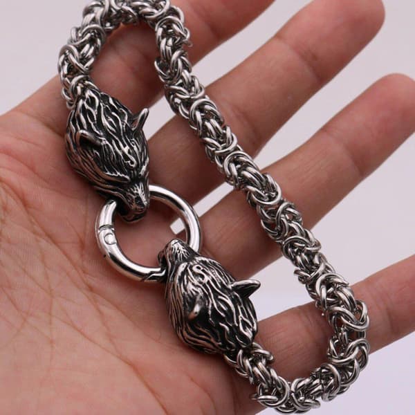 Wolf head viking rustfrit stål armbånd