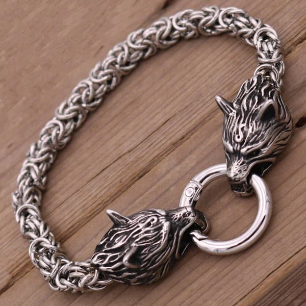 Wolf head viking rustfrit stål armbånd