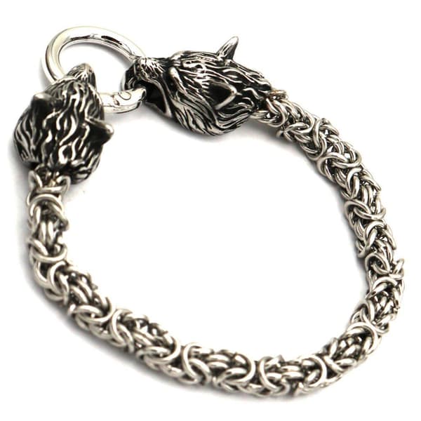 Wolf head viking rustfrit stål armbånd