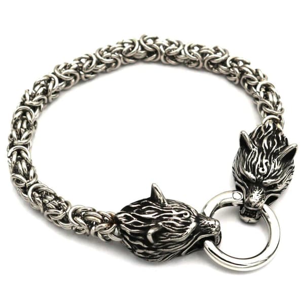 Wolf head viking rustfrit stål armbånd