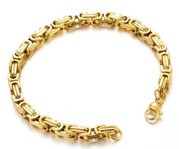 Kejsarlänk guld armband i rostfritt stål med 18k guldplätering 24cm