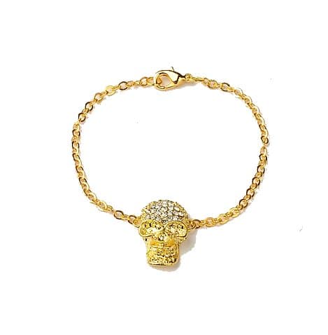 guldfärg bling döskalle armband nymode