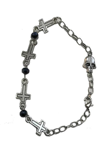 döskalle och kors länk armband