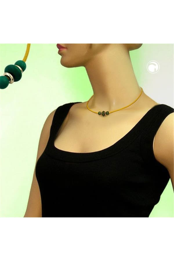 Necklace Wooden Beads Leather Cord - GL05125