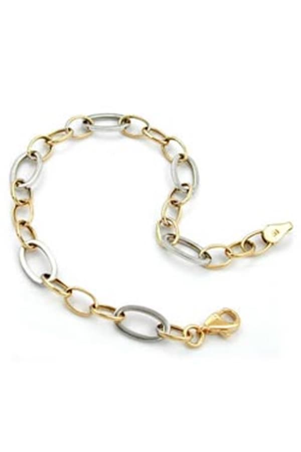 Bracelet 7mm Anchor Chain Oval Bicolor Alloyed White Gold 9k Gold 19cm - GL511010-19