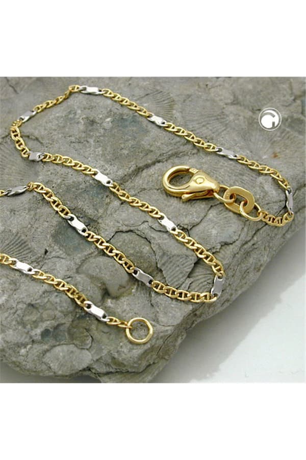 Bracelet 1.4mm Mariner Chain Bicolor 14k Gold 19cm - GL505009-19