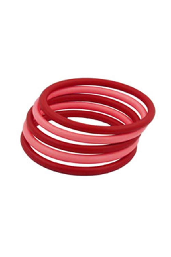 Set Of 5 Bangles Plastic 2x Red And 3x Rose - GL03232